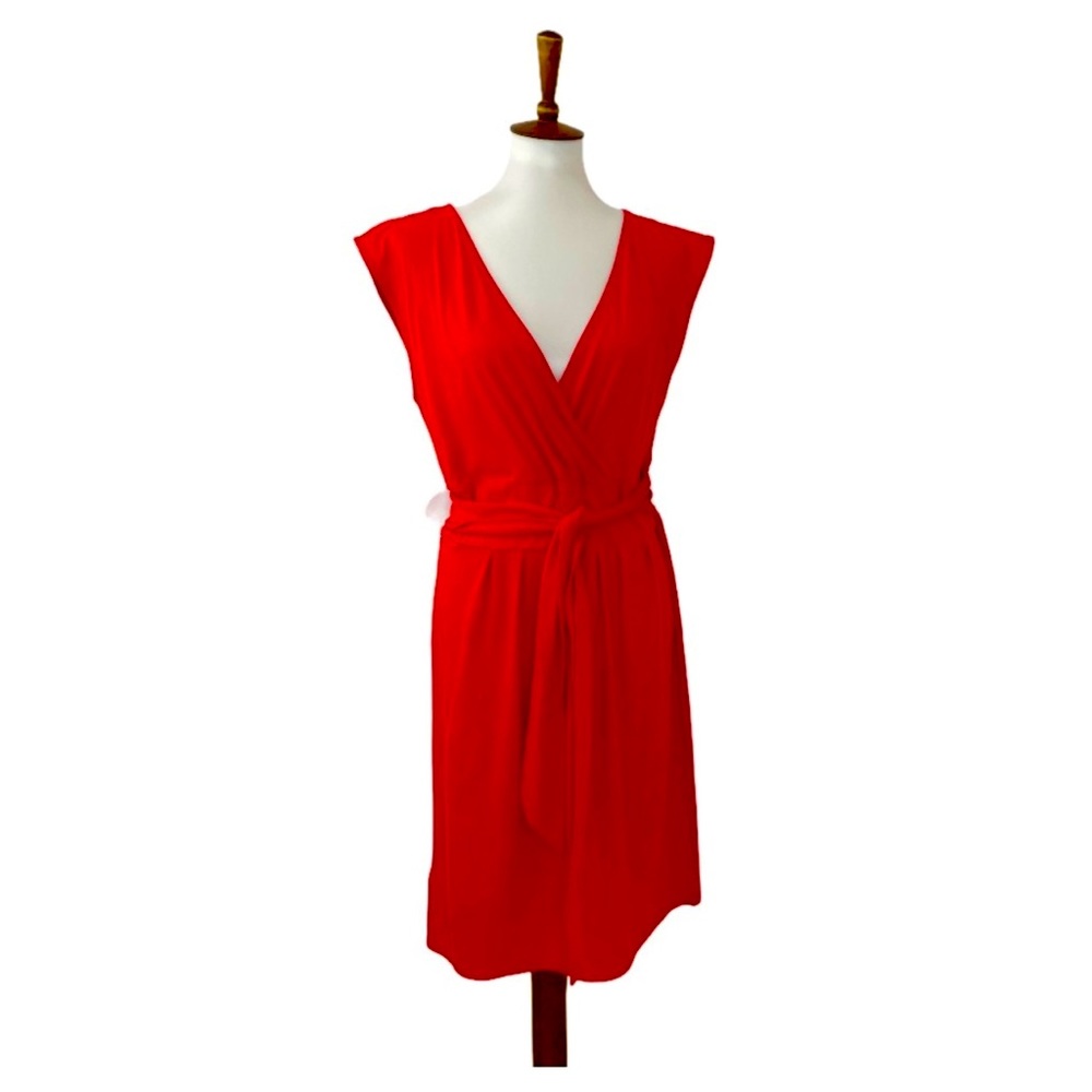 Loft V-Neck Dress Deep Orange Size Large